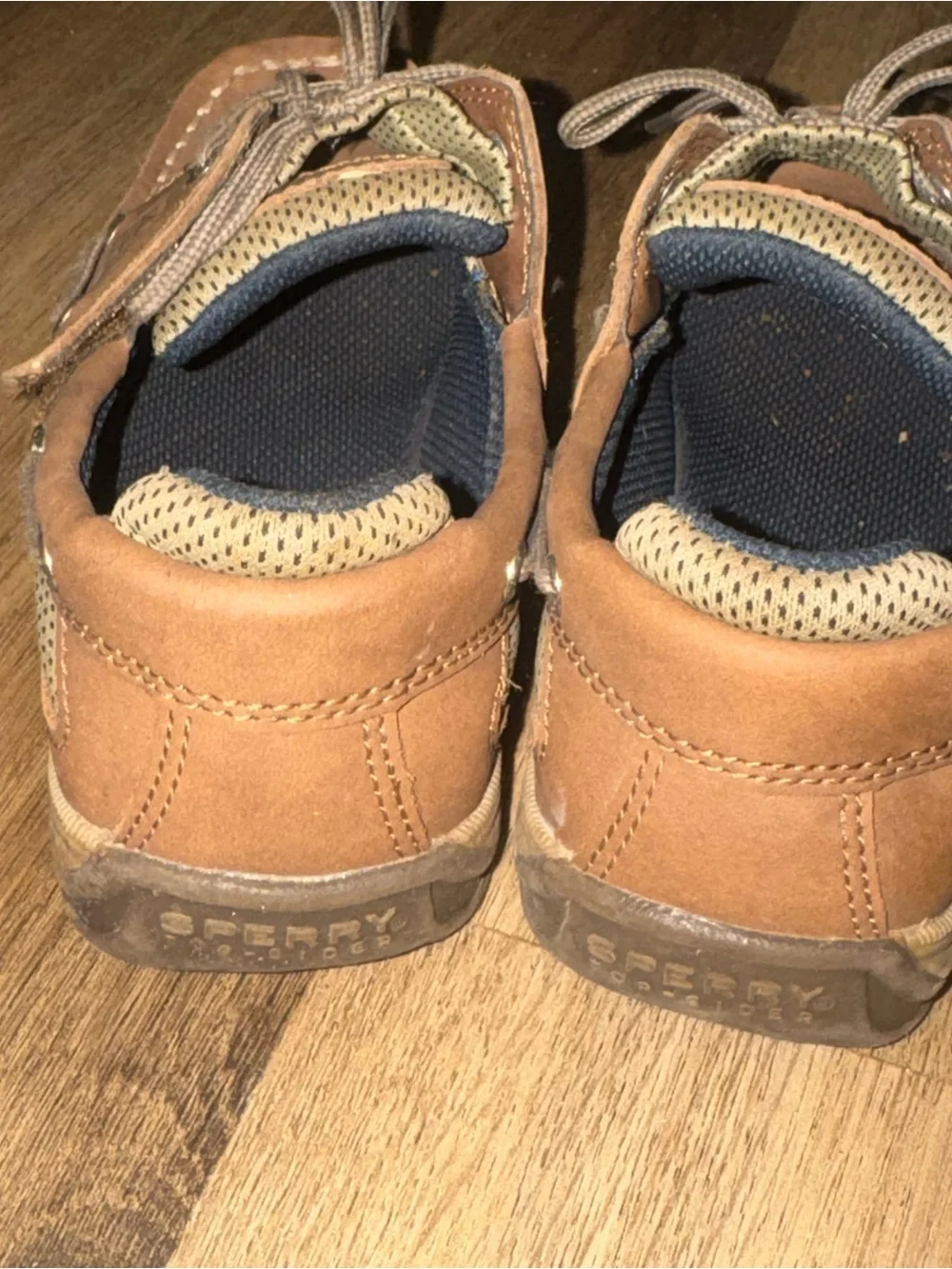 Kids Brown Leather Sperry Boat Shoes -